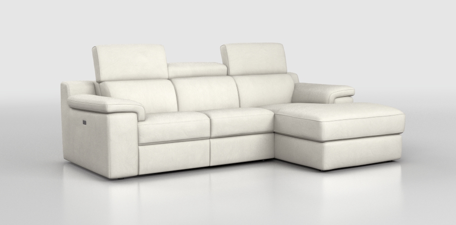 Bertellini - corner sofa with 1 electric recliner  right peninsula with compartment